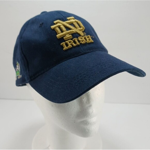 NWOT Vintage Notre Dame Fighting Irish Starter Navy Blue Strapback Hat Cap Fit - Picture 2 of 10